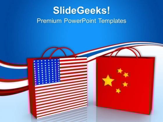 Usa And China Shopping Bags Sales PowerPoint Templates Ppt Backgrounds For Slides 0213 Usa And China Shopping Bags Sales PowerPoint Templates Ppt Backgrounds For Slides 0213