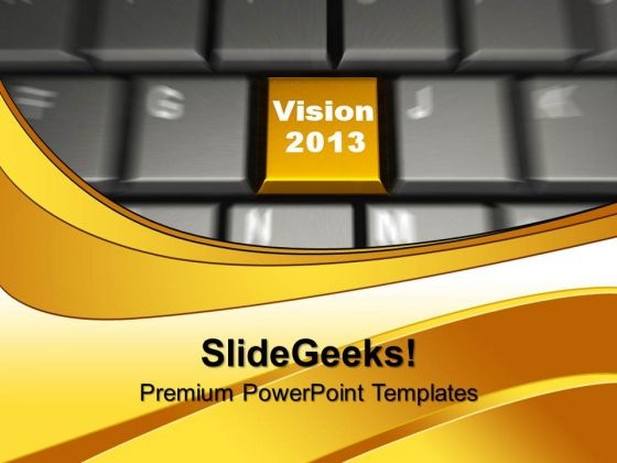 Vision On Yellow Keyboard Button PowerPoint Templates And PowerPoint Themes 1012