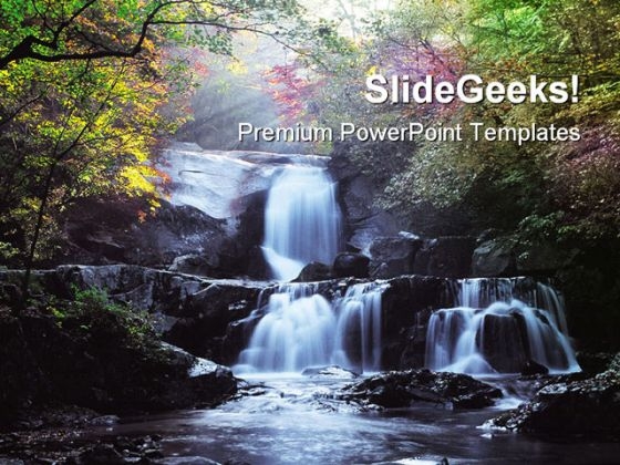 Waterfall Nature Beauty PowerPoint Template 1110 Waterfall Nature Beauty PowerPoint Template 1110