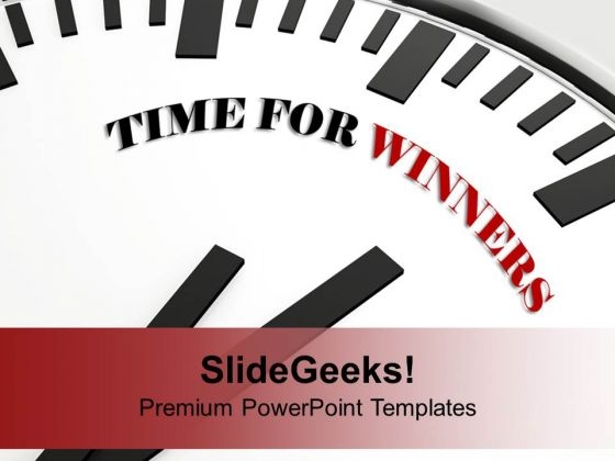 White Clock With Time For Winners Success PowerPoint Templates Ppt Backgrounds For Slides 1212