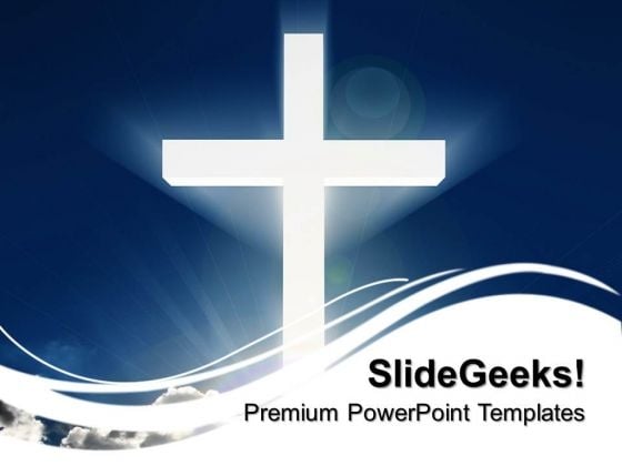 White Cross Beaming In Sky Christmas PowerPoint Templates And PowerPoint Themes 0712 White Cross Beaming In Sky Christmas PowerPoint Templates And PowerPoint Themes 0712