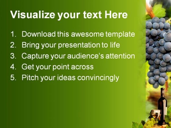 Wine Grapes Nature PowerPoint Template 0610 downloadable customizable