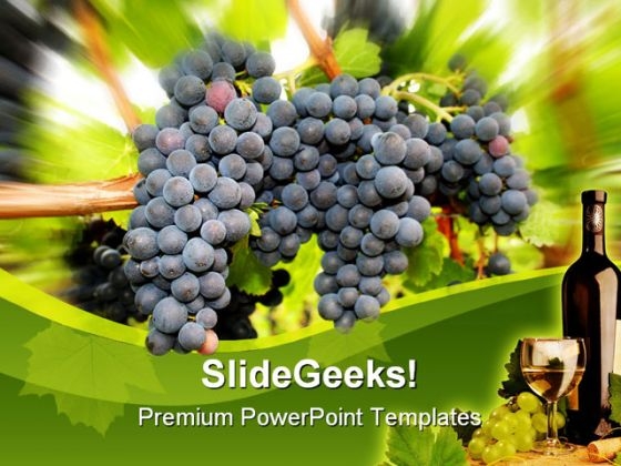 Wine Grapes Nature PowerPoint Template 0610 Wine Grapes Nature PowerPoint Template 0610