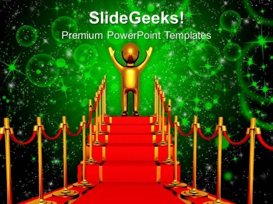 Winner On A Red Carpet PowerPoint Templates Ppt Backgrounds For Slides 0113