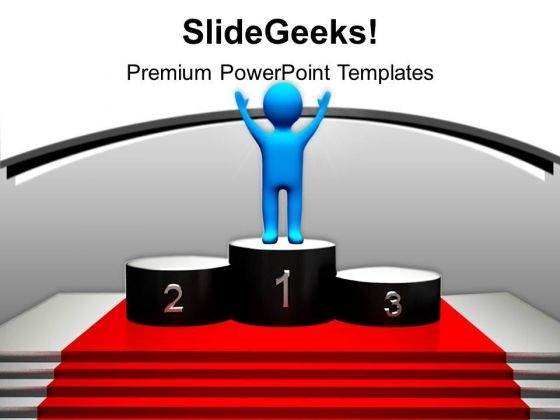Winner On Podium Competition PowerPoint Templates Ppt Backgrounds For Slides 1212