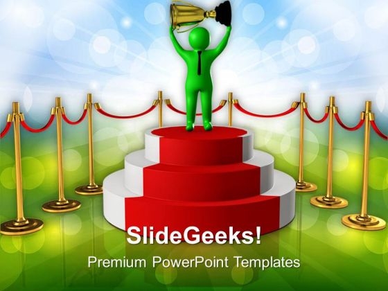 Winner With Golden Cup PowerPoint Templates Ppt Backgrounds For Slides 0713 Winner With Golden Cup PowerPoint Templates Ppt Backgrounds For Slides 0713