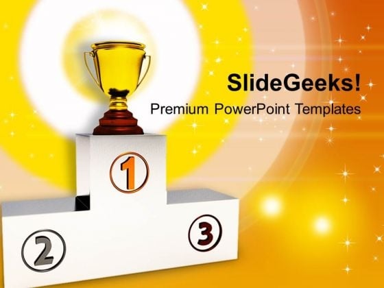 Winners Podium With Trophy PowerPoint Templates Ppt Backgrounds For Slides 0213 Winners Podium With Trophy PowerPoint Templates Ppt Backgrounds For Slides 0213