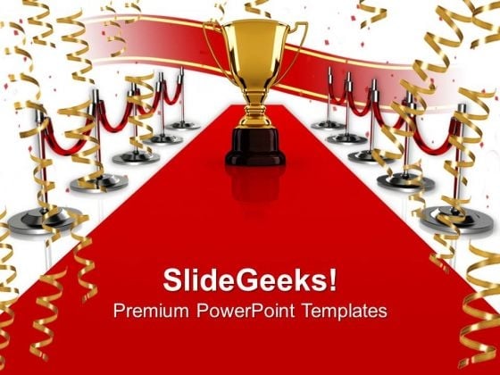 Winning Trophy On Red Carpet PowerPoint Templates And PowerPoint Themes 0912