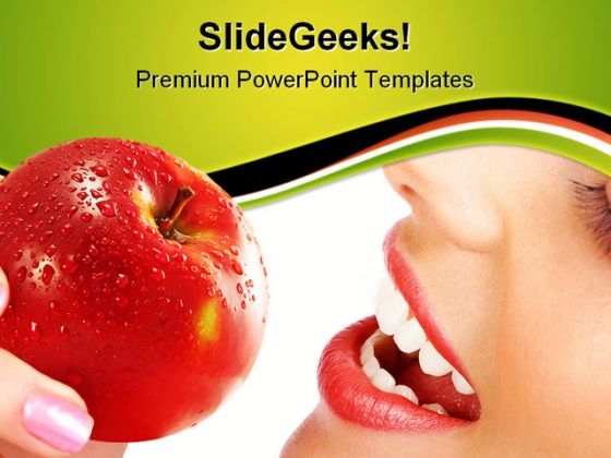 Woman With Apple Food Health PowerPoint Templates And PowerPoint Backgrounds 0911 Woman With Apple Food Health PowerPoint Templates And PowerPoint Backgrounds 0911