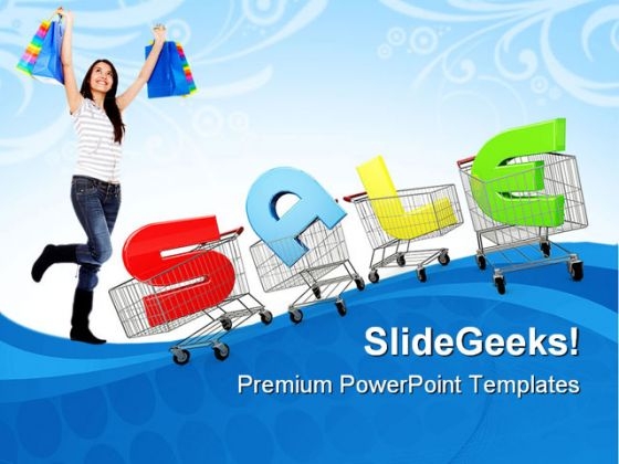 Woman With Shopping Cart Sales PowerPoint Themes And PowerPoint Slides 0511 Woman With Shopping Cart Sales PowerPoint Themes And PowerPoint Slides 0511