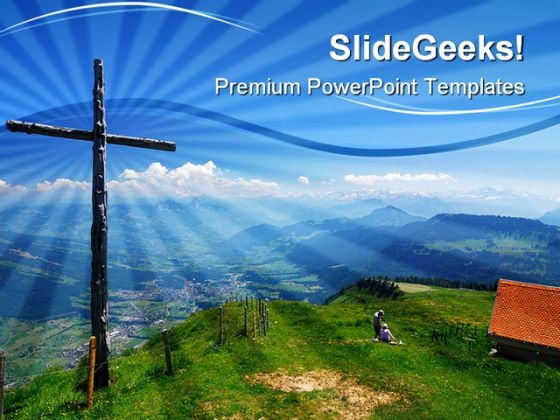 Wooden Cross Religion PowerPoint Templates And PowerPoint Backgrounds 0411