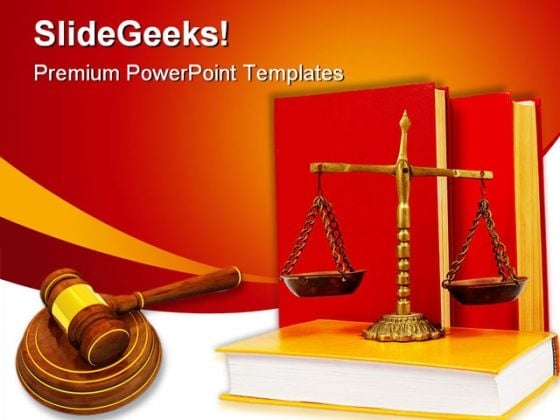 Wooden Gavel Law PowerPoint Template 1110