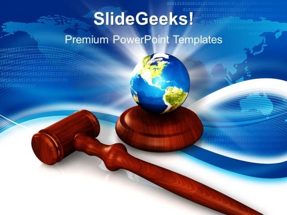 Wooden Gavel With Earth PowerPoint Templates And PowerPoint Themes 0912
