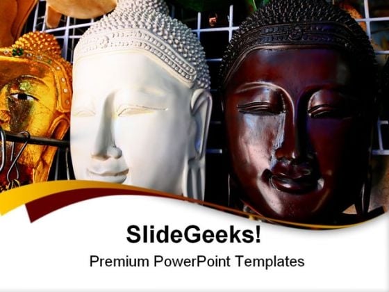 Wooden Mask Of Buddha Religion PowerPoint Themes And PowerPoint Slides 0511