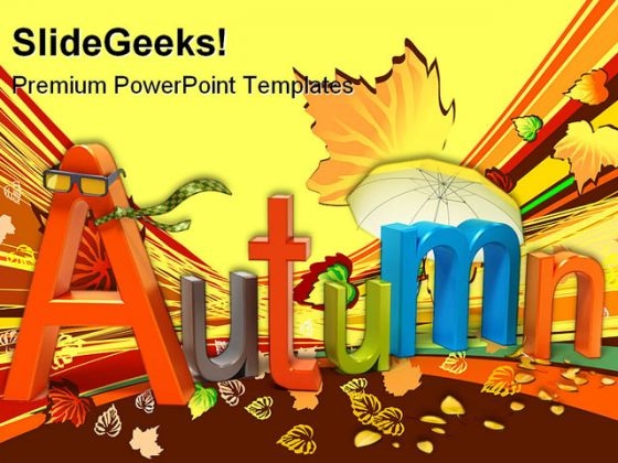 Word Autumn Nature PowerPoint Template 0910 Word Autumn Nature PowerPoint Template 0910