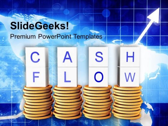 Words Cash Flow On Golden Coins PowerPoint Templates Ppt Backgrounds For Slides 0213