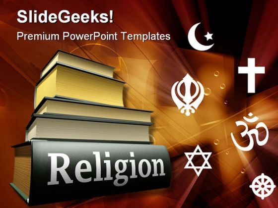 World Books Religion PowerPoint Template 1110