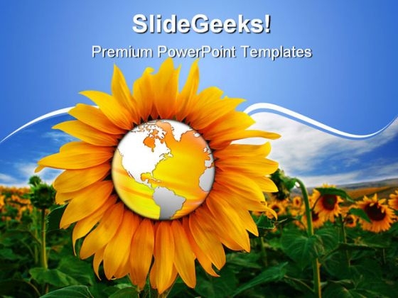 World In A Sunflower Beauty PowerPoint Templates And PowerPoint Backgrounds 0511 World In A Sunflower Beauty PowerPoint Templates And PowerPoint Backgrounds 0511