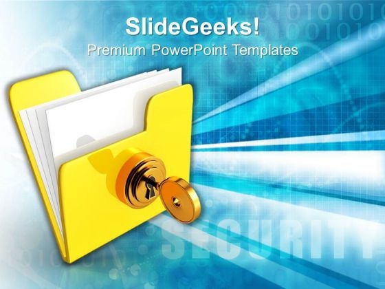 Yellow Computer Folder With-key Internet PowerPoint Templates And PowerPoint Themes 1112