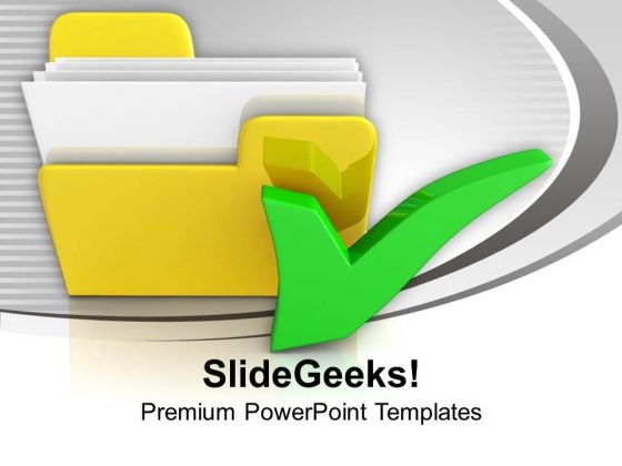 Yellow Computer Folder With Tick Mark PowerPoint Templates Ppt Backgrounds For Slides 1212