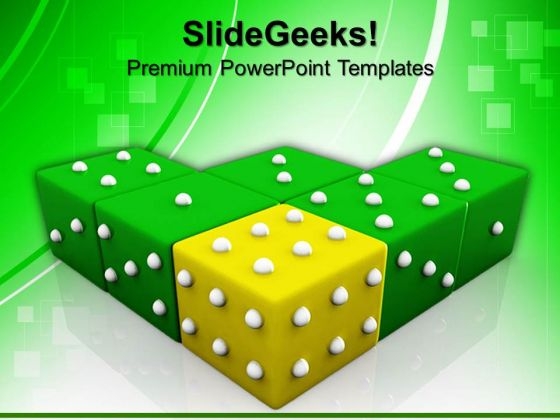 Yellow Dice Winning Leadership PowerPoint Templates And PowerPoint Themes 0612