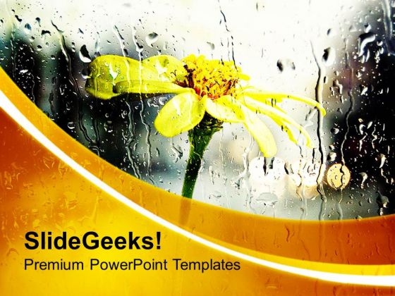yellow flower with rain theme powerpoint templates ppt backgrounds