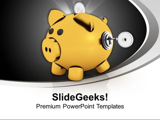 Yellow Piggy Bank With Key Closed Savings PowerPoint Templates Ppt Backgrounds For Slides 0213 Yellow Piggy Bank With Key Closed Savings PowerPoint Templates Ppt Backgrounds For Slides 0213