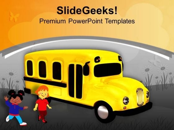 Yellow School Bus With Childrens Education PowerPoint Templates Ppt Backgrounds For Slides 0313 Yellow School Bus With Childrens Education PowerPoint Templates Ppt Backgrounds For Slides 0313