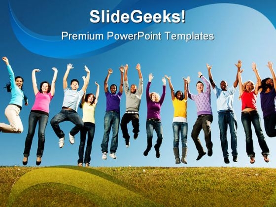 Young Adults Group People PowerPoint Template 0810