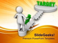 3d Illustration Of A Man On The Way To Target PowerPoint Templates Ppt Backgrounds For Slides 0713