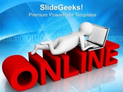 3d Image Of Man Working Online PowerPoint Templates Ppt Backgrounds For Slides 0813