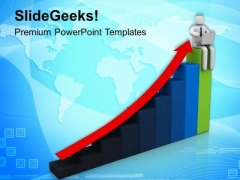 3d Man On Bar Graph PowerPoint Templates Ppt Backgrounds For Slides 0813