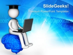 3d Man On Brain With Laptop PowerPoint Templates Ppt Backgrounds For Slides 0813 3d Man On Brain With Laptop PowerPoint Templates Ppt Backgrounds For Slides 0813