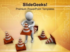 3d Man Standing With Traffic Cones PowerPoint Templates Ppt Backgrounds For Slides 0713 3d Man Standing With Traffic Cones PowerPoint Templates Ppt Backgrounds For Slides 0713