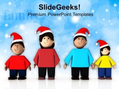Beautiful Family With Hat Of Santa Claus PowerPoint Templates Ppt Backgrounds For Slides 0713 Beautiful Family With Hat Of Santa Claus PowerPoint Templates Ppt Backgrounds For Slides 0713