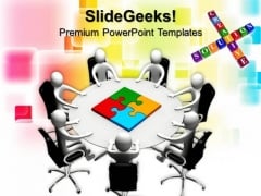 Board Members Table And Puzzle Pieces Business PowerPoint Templates And PowerPoint Themes 0712 Board Members Table And Puzzle Pieces Business PowerPoint Templates And PowerPoint Themes 0712