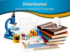 Books Flasks Science PowerPoint Template 0810