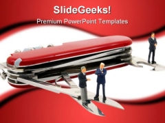 Business People On Penknife Business Template 1010