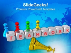 Chess Pieces With Word Teamwork PowerPoint Templates Ppt Backgrounds For Slides 0713