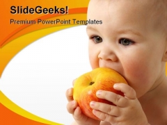 Child Eats Apple Health PowerPoint Template 0810