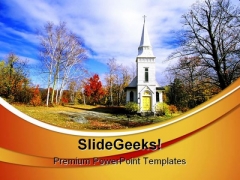 Church In The Fall Nature PowerPoint Themes And PowerPoint Slides 0511