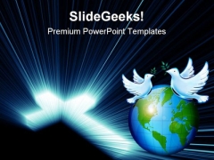 Cross Blue Lights Globe PowerPoint Themes And PowerPoint Slides 0211