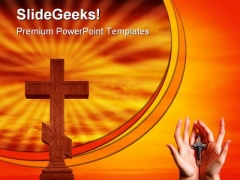 Cross Hands Religion PowerPoint Template 0610