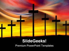 Cross Silhouette Religion PowerPoint Themes And PowerPoint Slides 0211