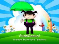Cute Girl With Umbrella PowerPoint Templates Ppt Backgrounds For Slides 0613 Cute Girl With Umbrella PowerPoint Templates Ppt Backgrounds For Slides 0613