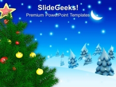 Decorated Christmas Tree Under Blue Sky PowerPoint Templates Ppt Backgrounds For Slides 1212 Decorated Christmas Tree Under Blue Sky PowerPoint Templates Ppt Backgrounds For Slides 1212