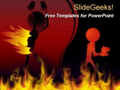 Walking Fire Man PowerPoint Template Walking Fire Man PowerPoint Template