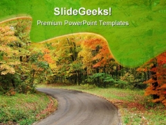 Fall Road Nature PowerPoint Themes And PowerPoint Slides 0611