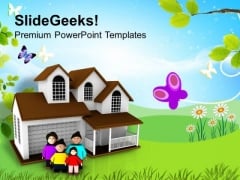 Family Outside Their Home PowerPoint Templates Ppt Backgrounds For Slides 0713 Family Outside Their Home PowerPoint Templates Ppt Backgrounds For Slides 0713