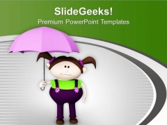 Girl With Umbrella PowerPoint Templates Ppt Backgrounds For Slides 0613